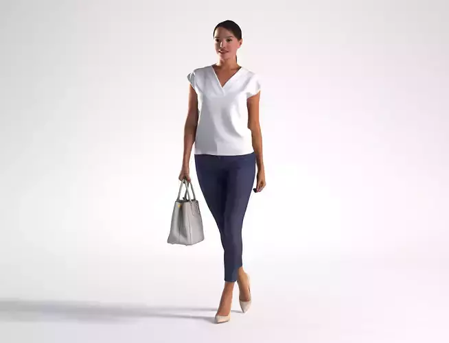 Woman Business outfit Walking Low poly Elena 1083 3D model