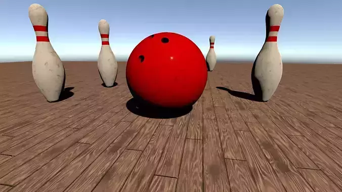 Bowling Ball And Pins Set Low-poly 3D model