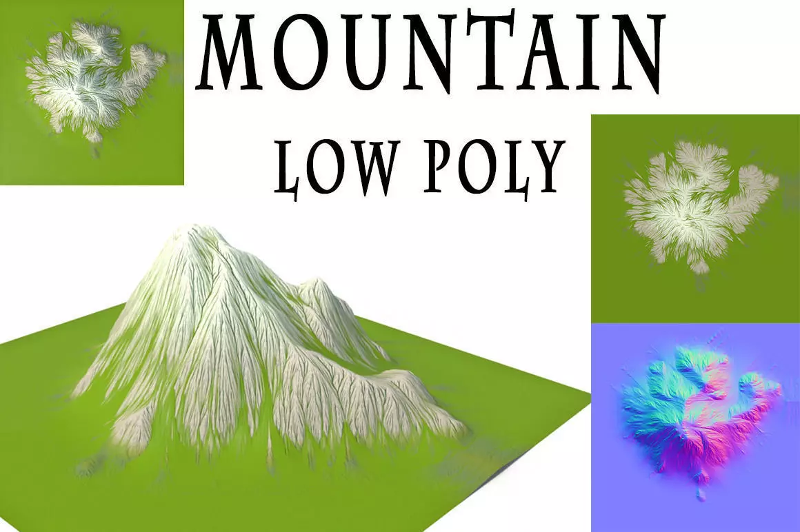 Mountain Low-poly 3D model_0