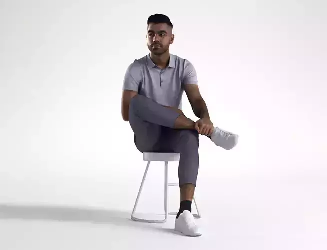 Man Summer Outfit Sitting Low poly Inder 1217