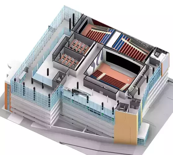 Cinemas Complex Low-poly 3D model