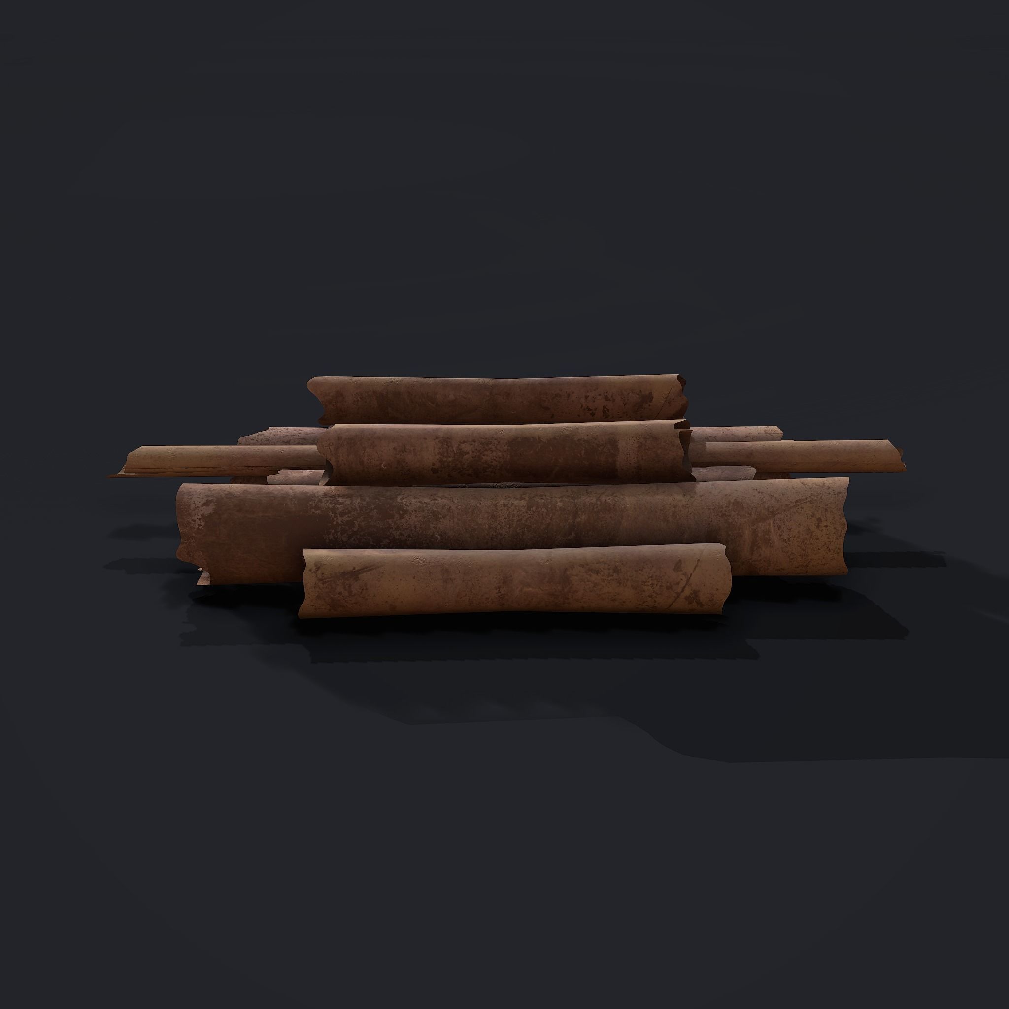 Scrolls Pile Low-poly 3D model_9