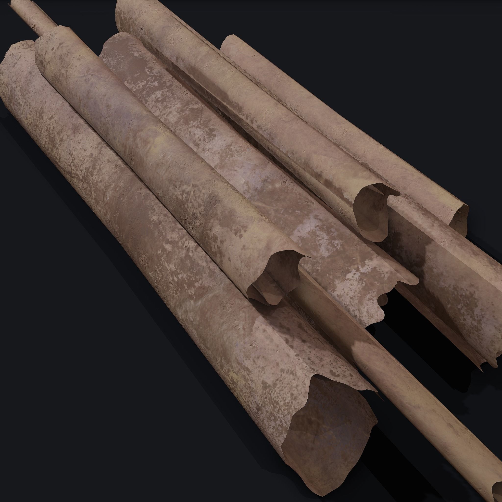 Scrolls Pile Low-poly 3D model_16