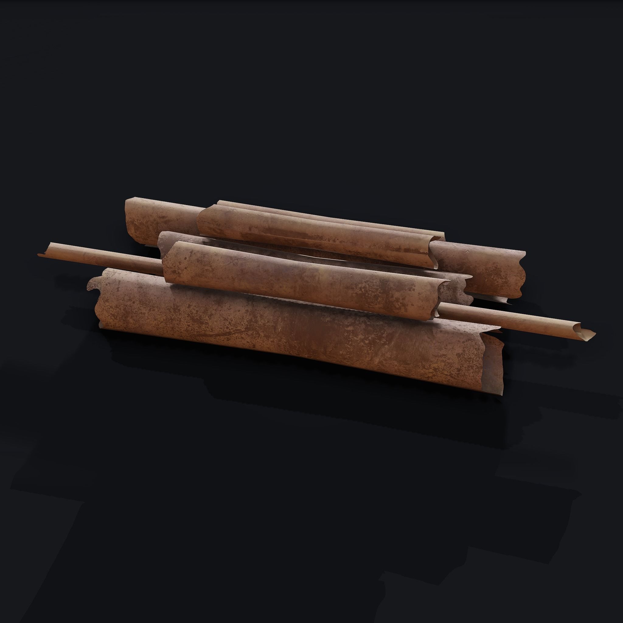Scrolls Pile Low-poly 3D model_4