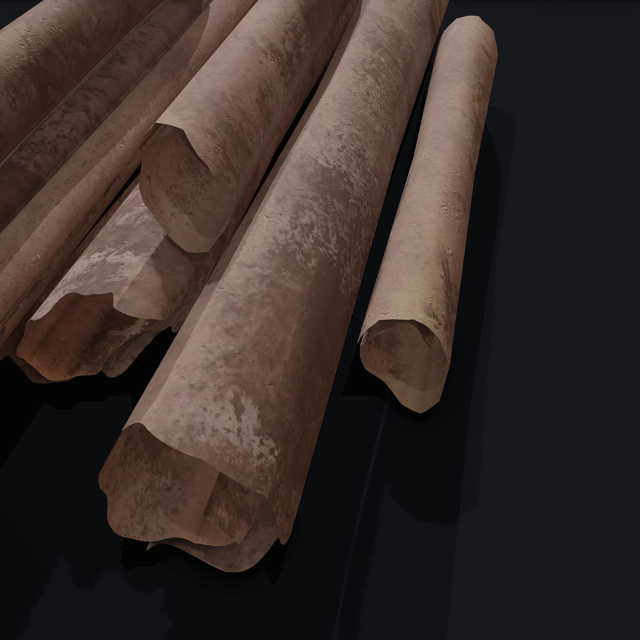 Scrolls Pile Low-poly 3D model_22