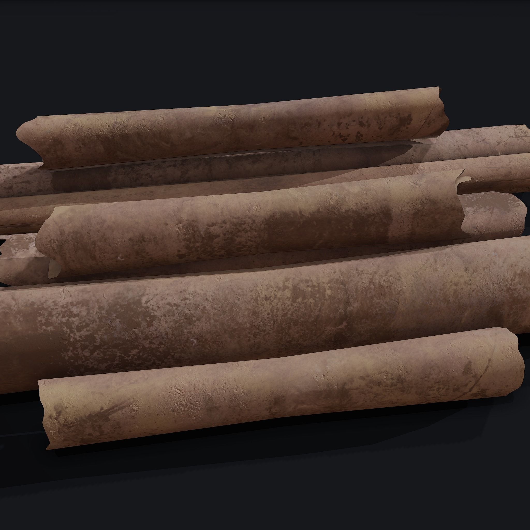 Scrolls Pile Low-poly 3D model_23