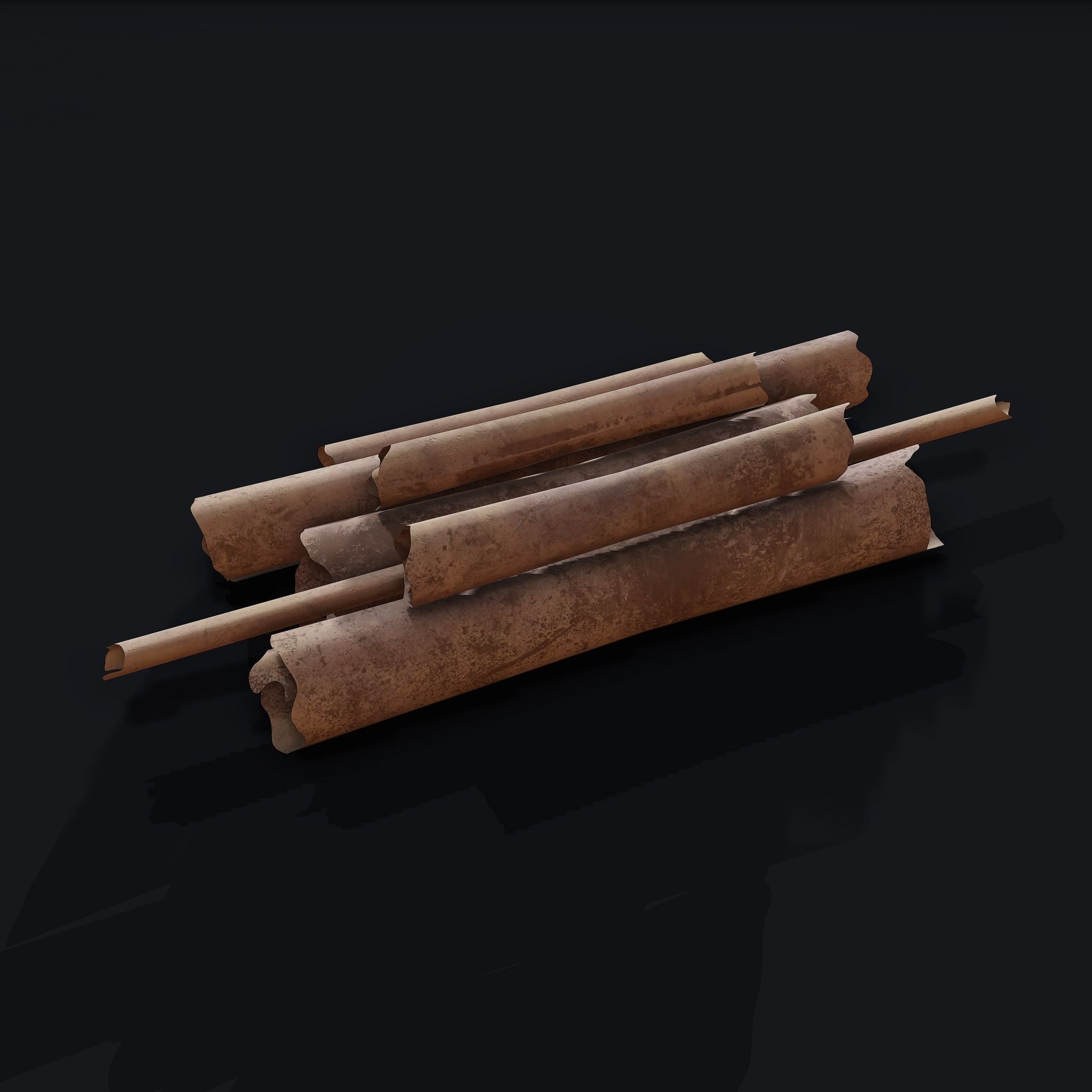 Scrolls Pile Low-poly 3D model_6