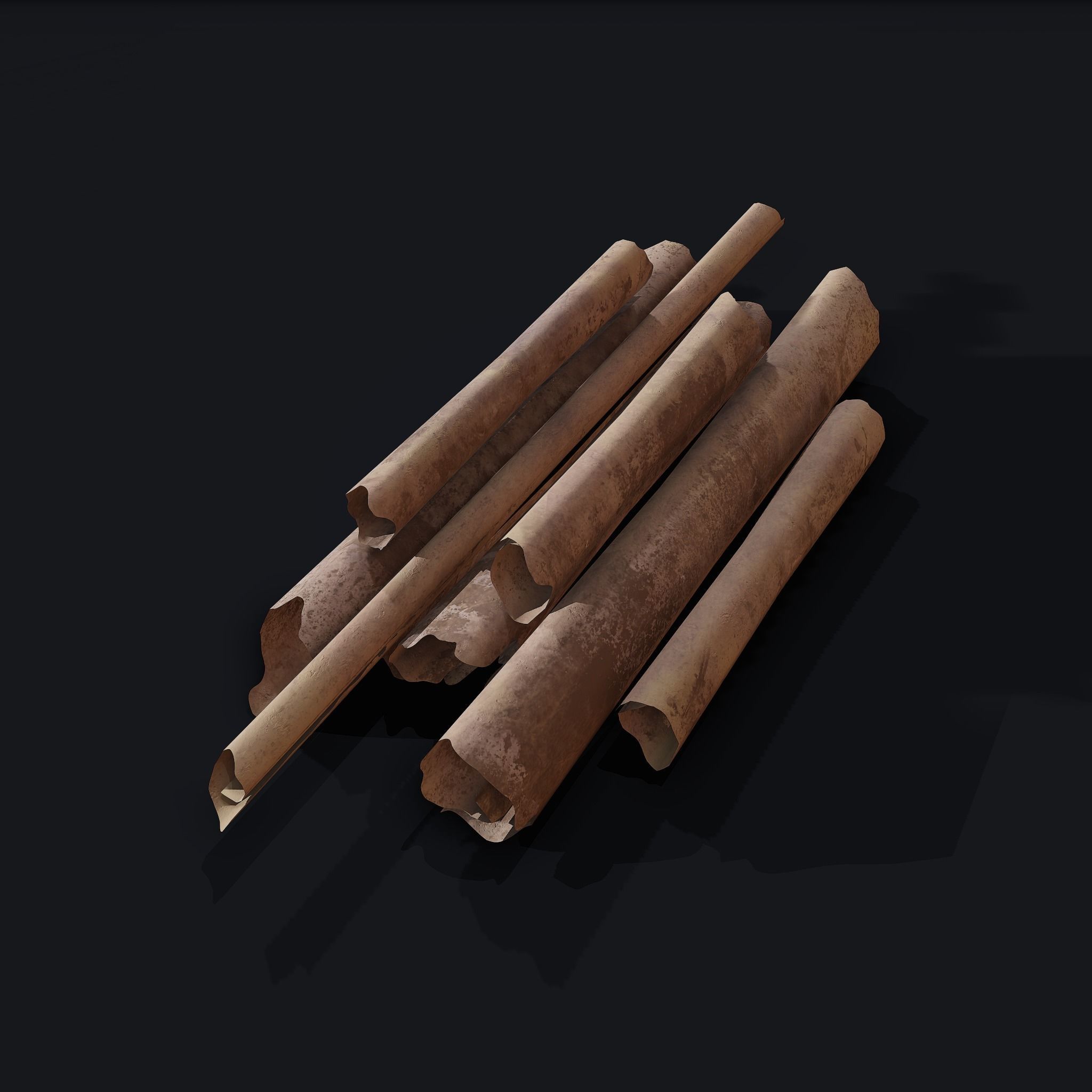 Scrolls Pile Low-poly 3D model_12