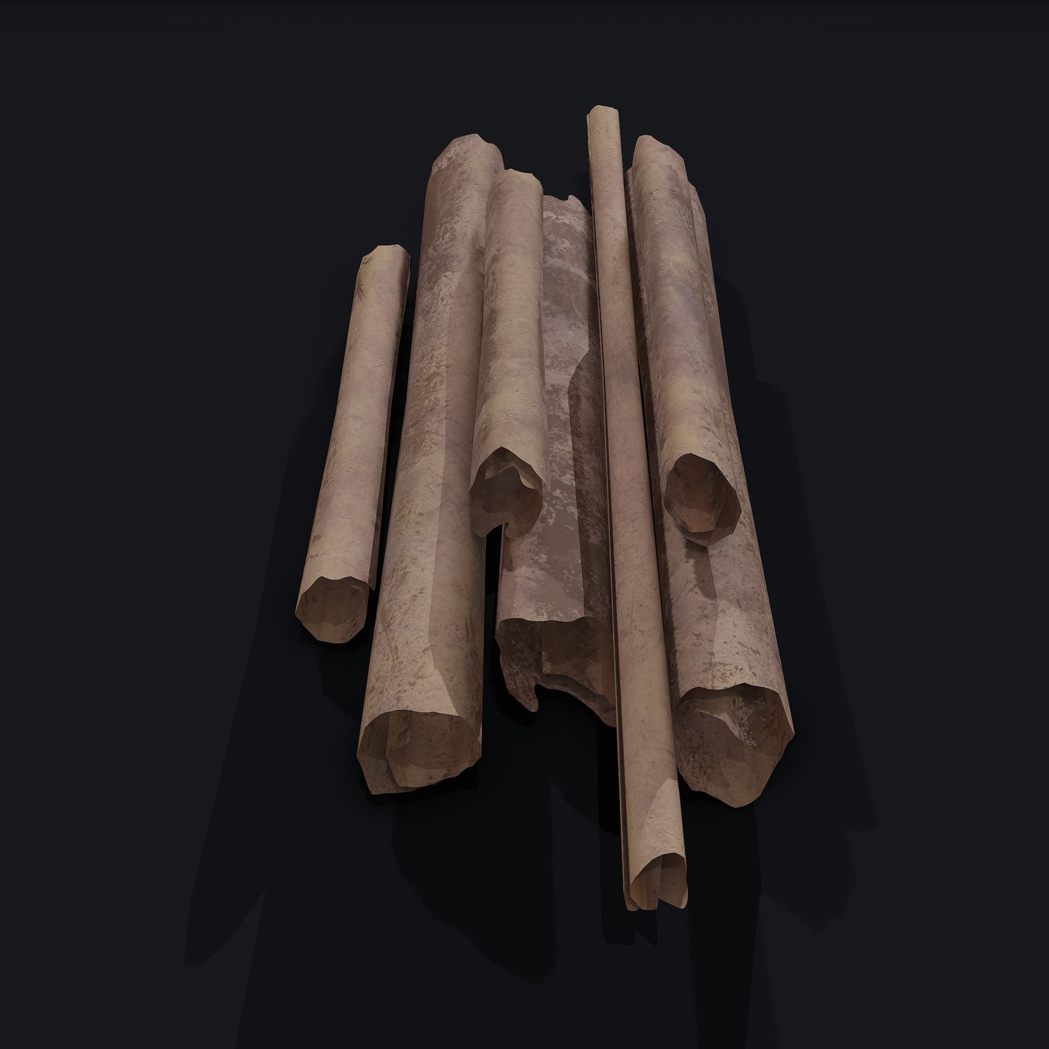 Scrolls Pile Low-poly 3D model_10