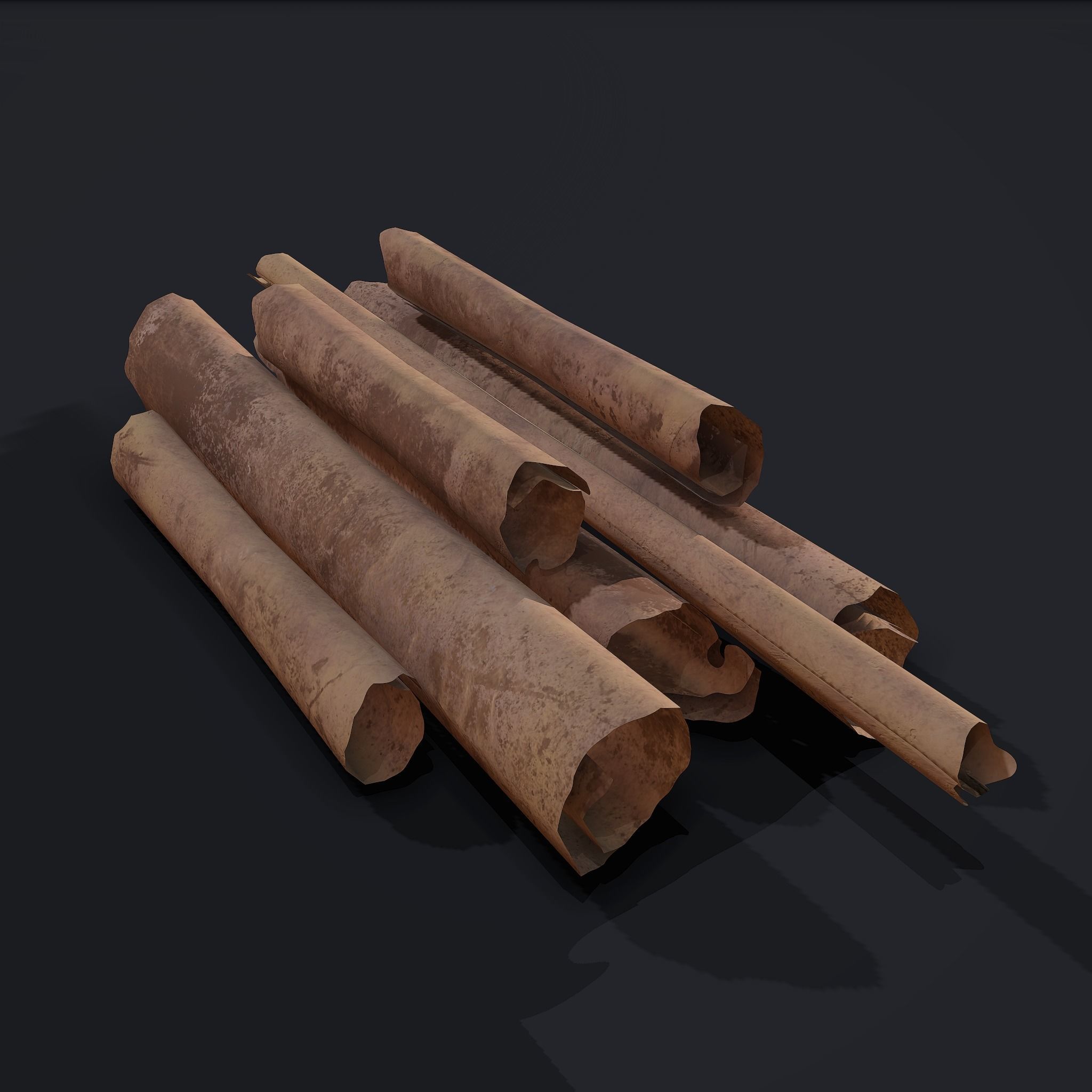 Scrolls Pile Low-poly 3D model_26