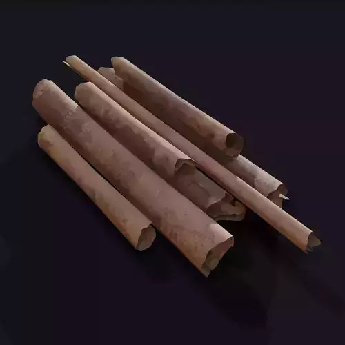 Scrolls Pile Low-poly 3D model
