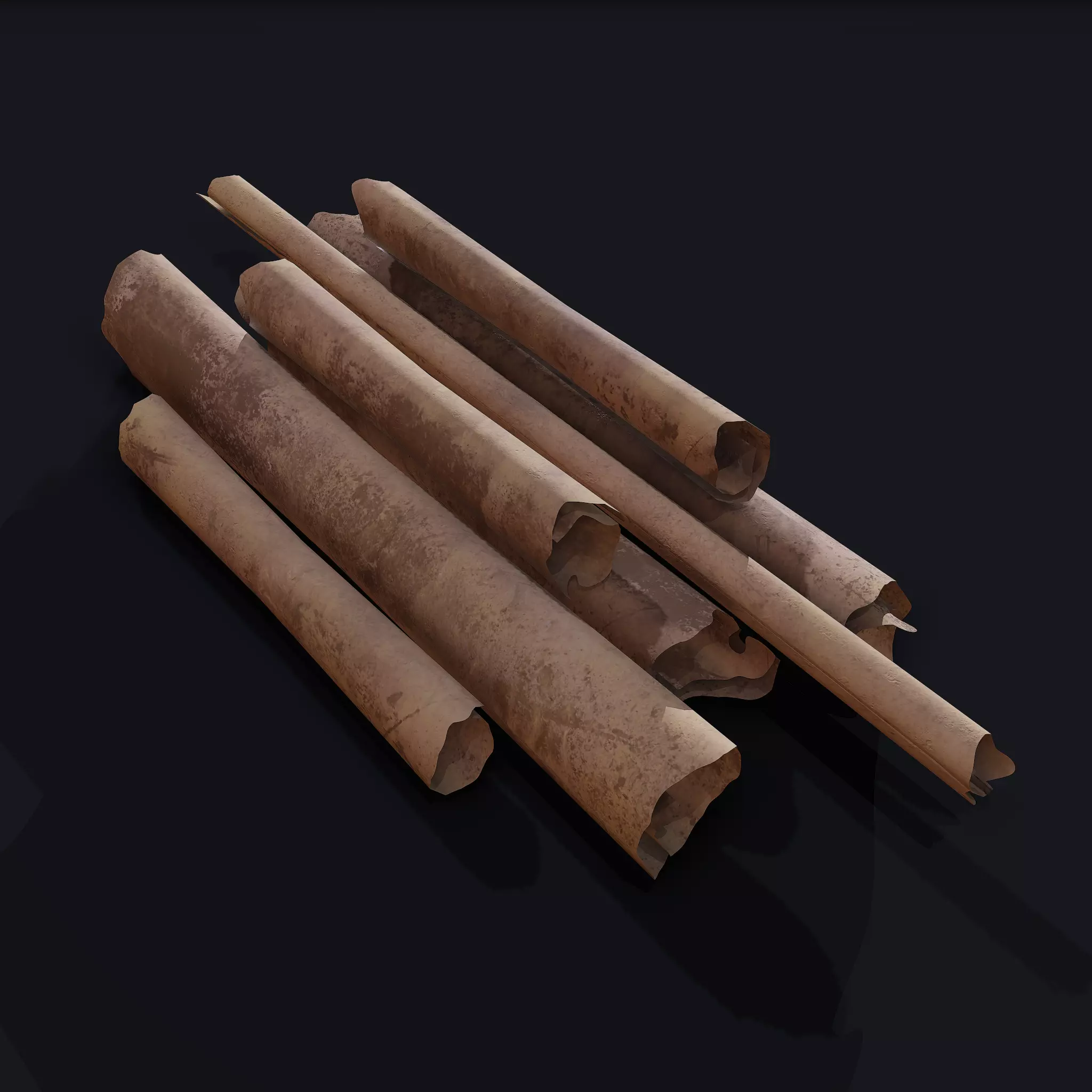 Scrolls Pile Low-poly 3D model_0
