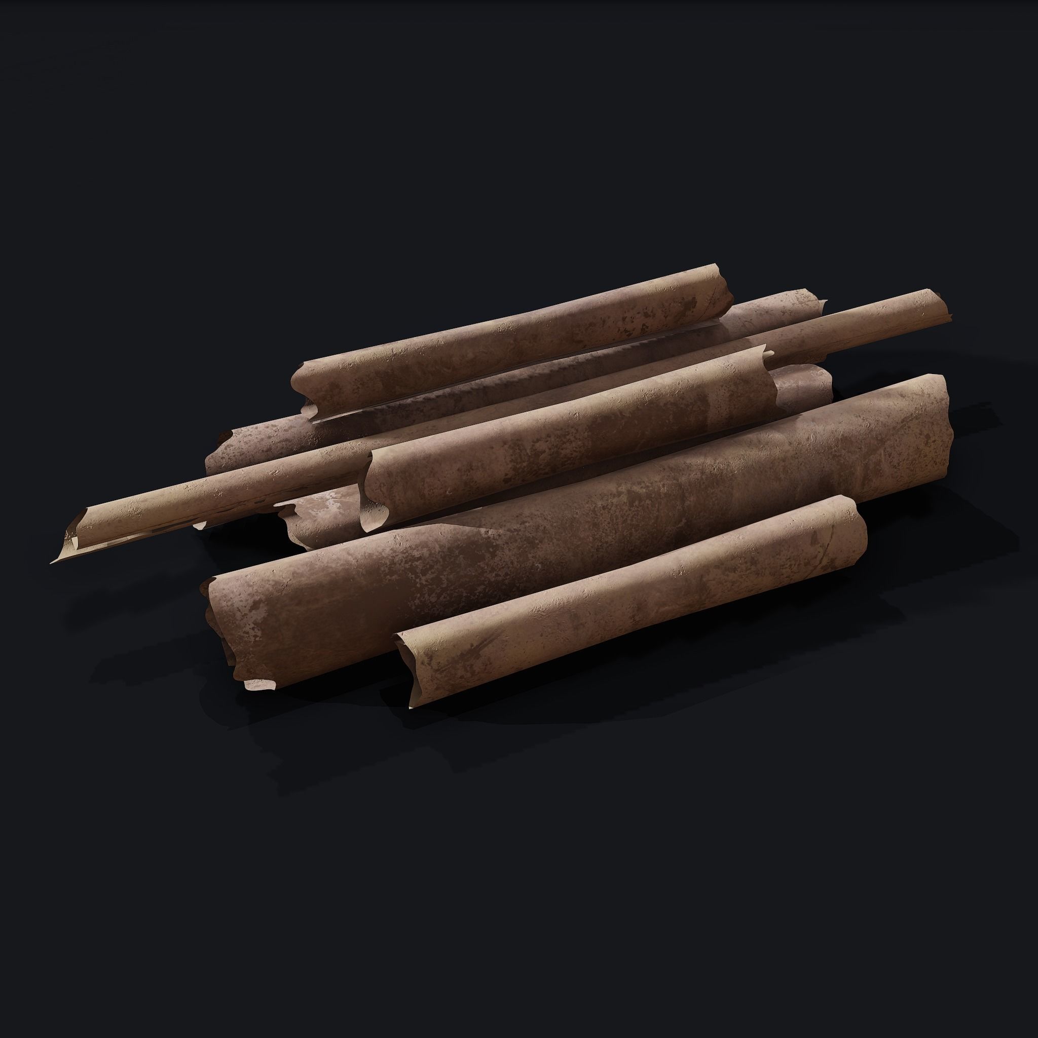 Scrolls Pile Low-poly 3D model_11