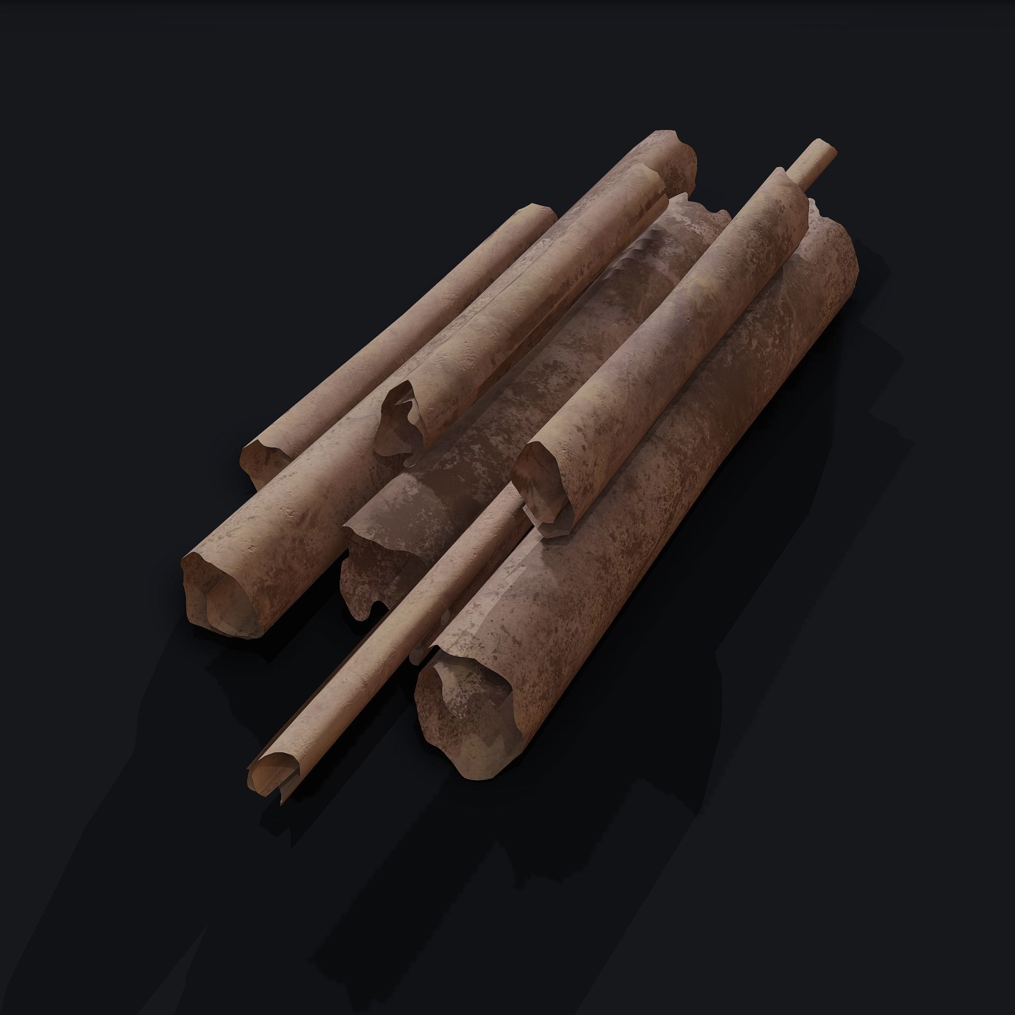 Scrolls Pile Low-poly 3D model_7