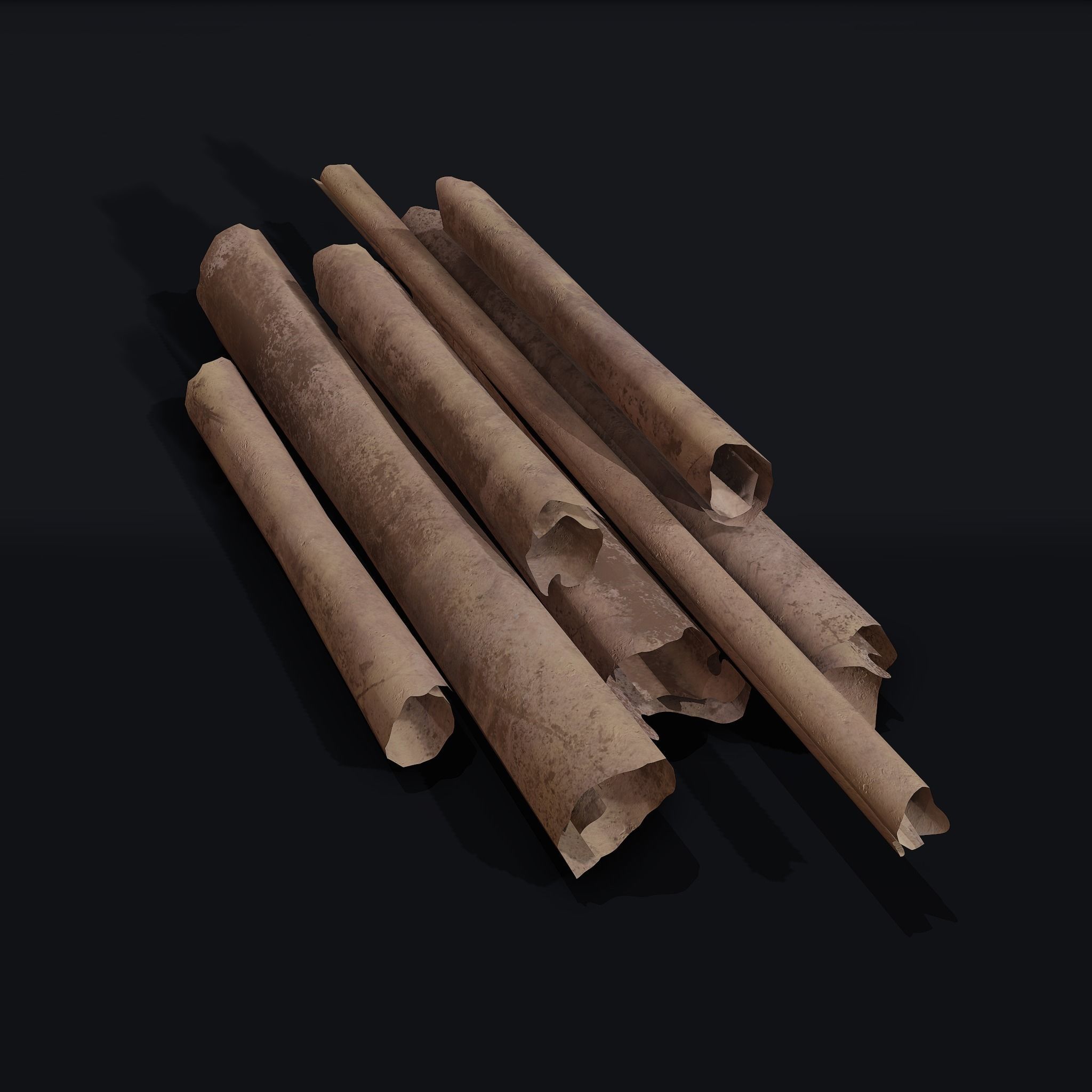 Scrolls Pile Low-poly 3D model_25