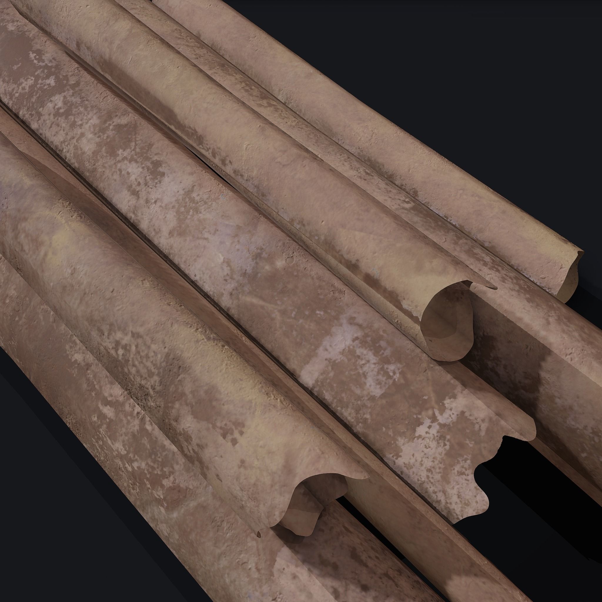 Scrolls Pile Low-poly 3D model_21