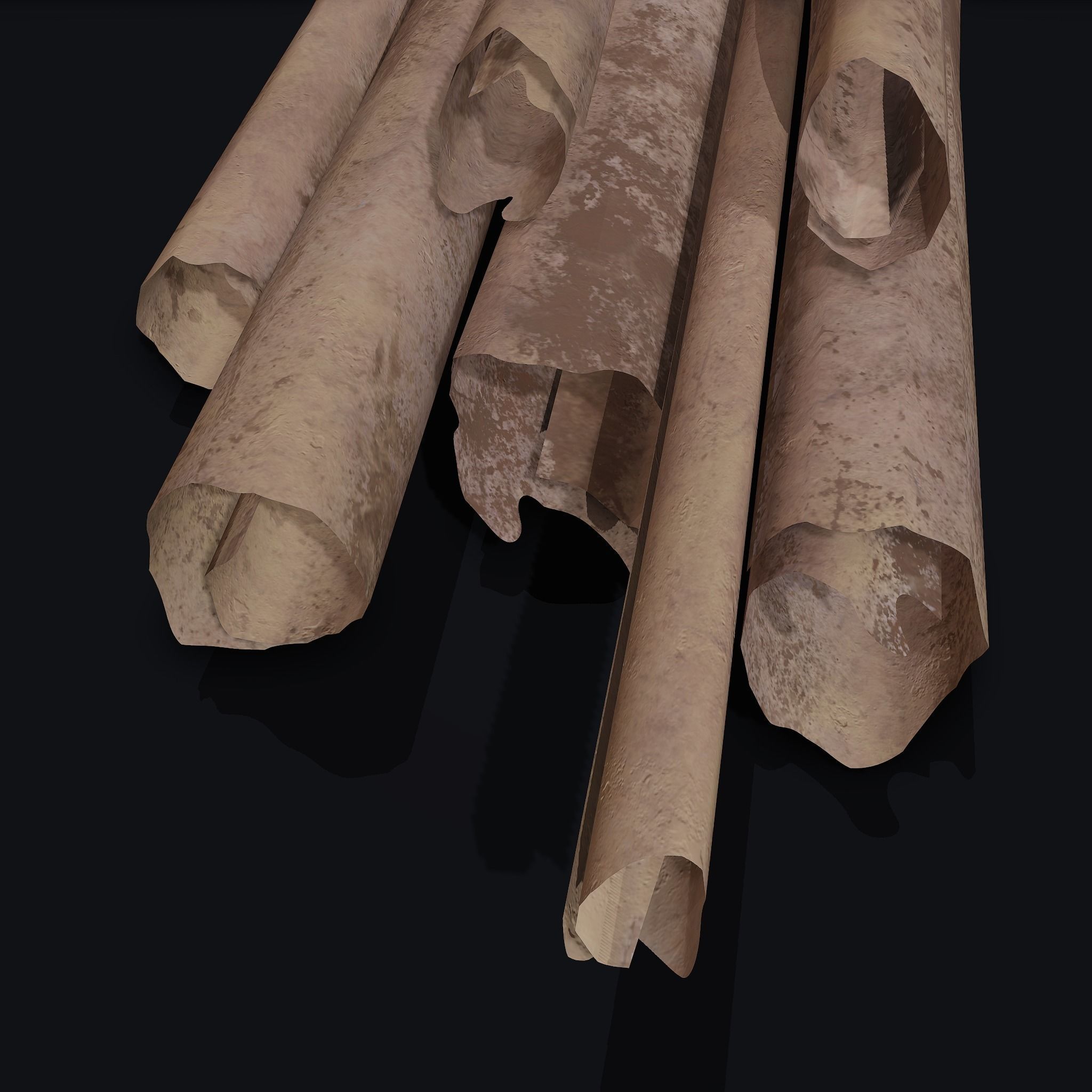 Scrolls Pile Low-poly 3D model_17