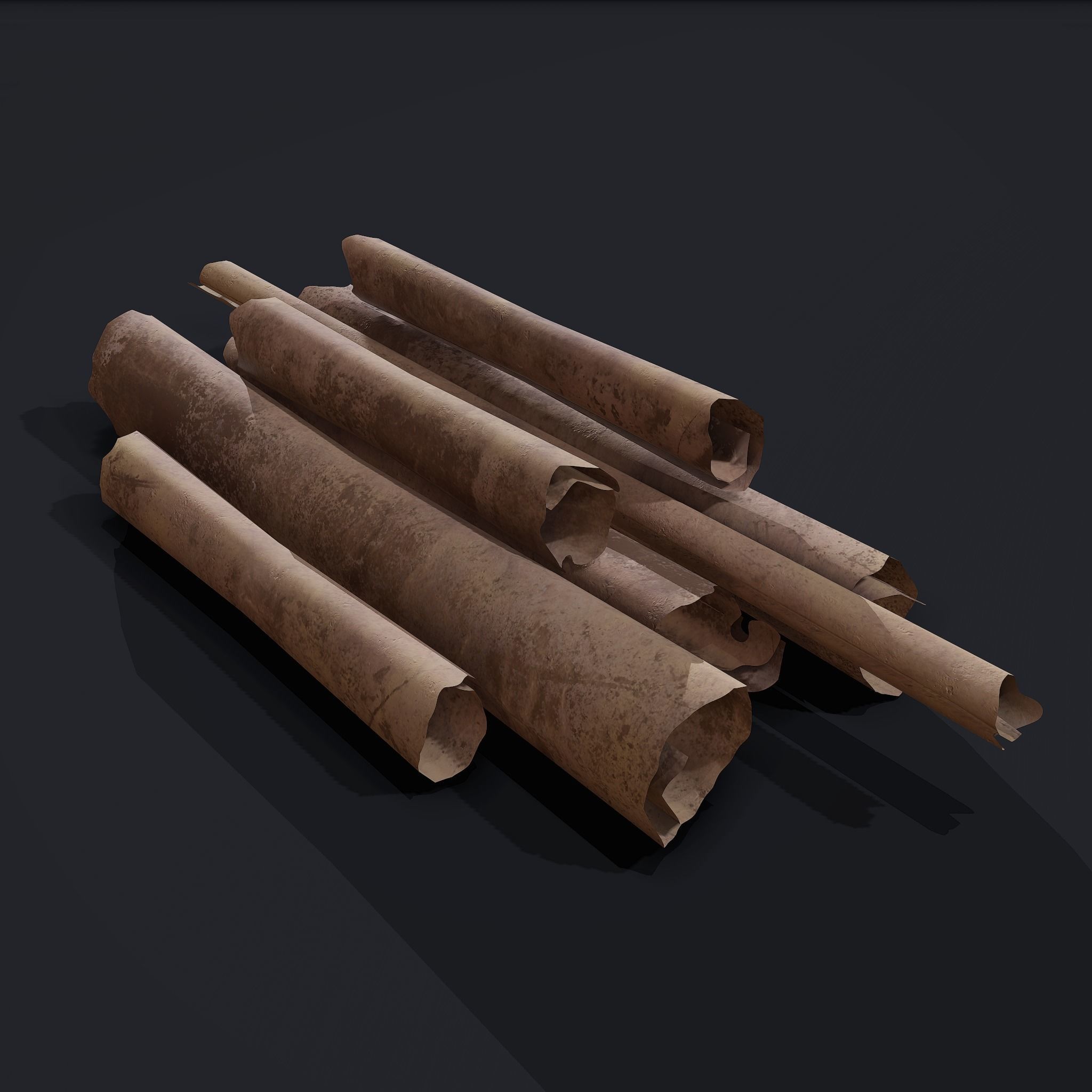 Scrolls Pile Low-poly 3D model_8