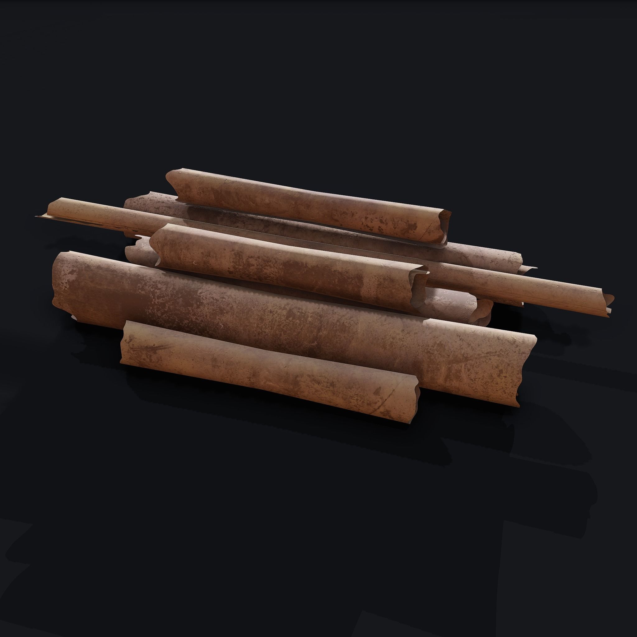 Scrolls Pile Low-poly 3D model_2