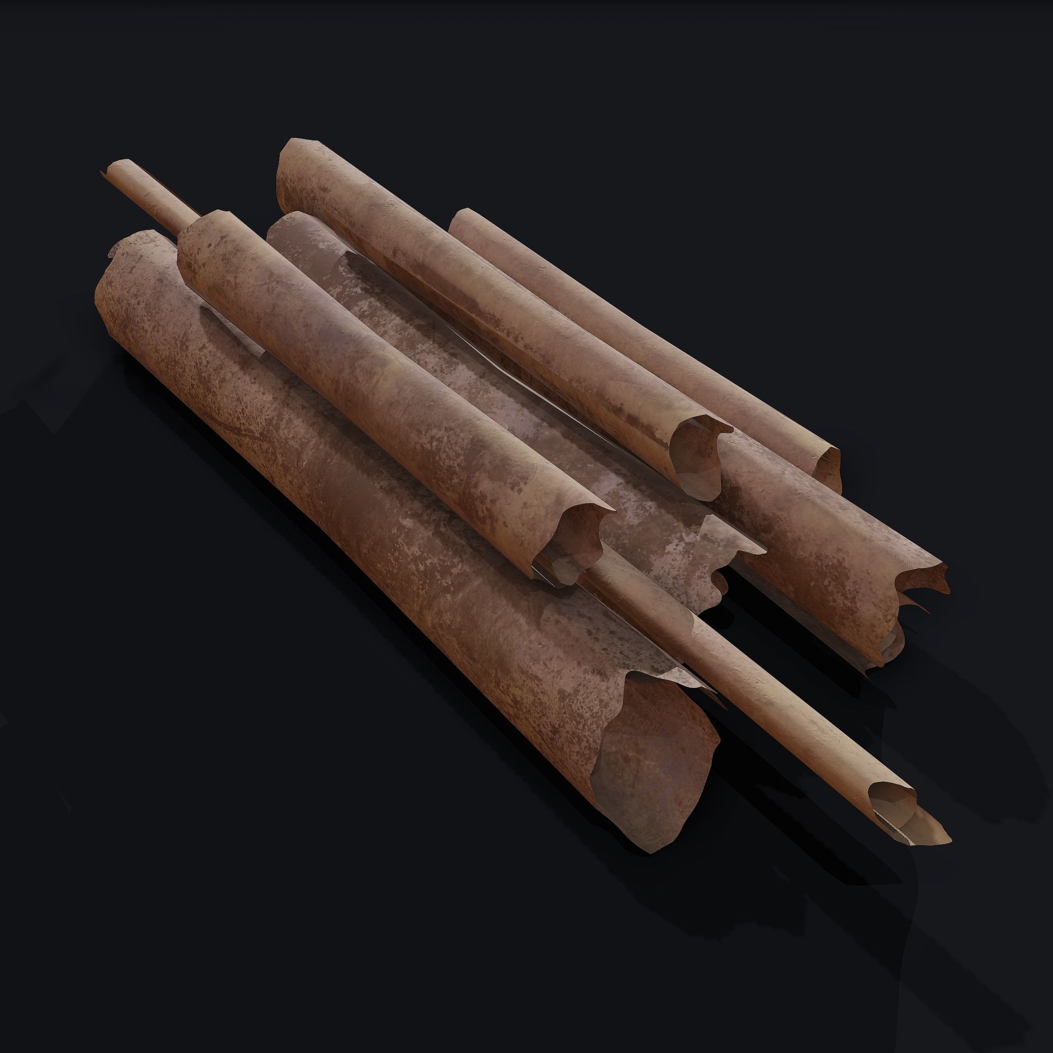 Scrolls Pile Low-poly 3D model_5