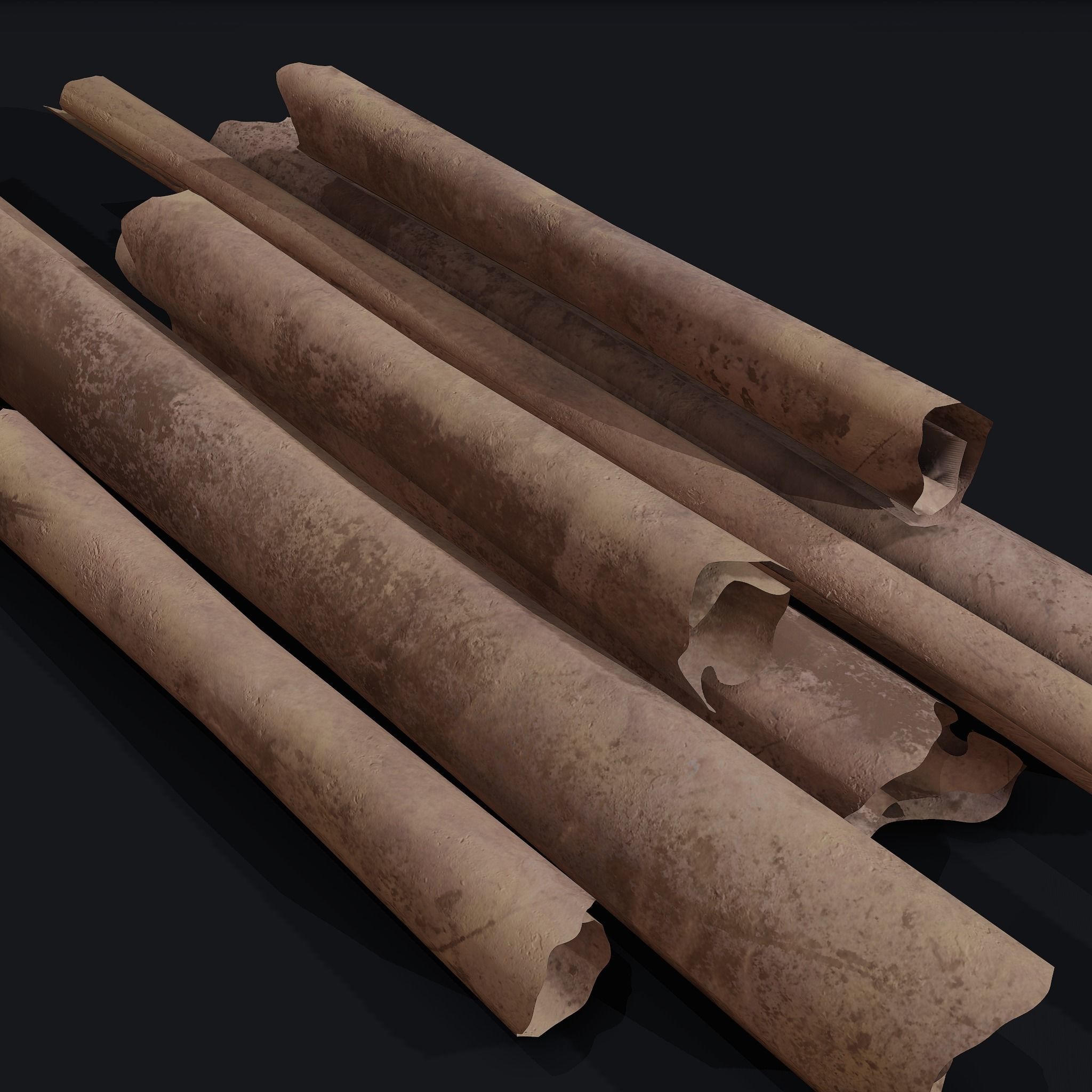 Scrolls Pile Low-poly 3D model_24
