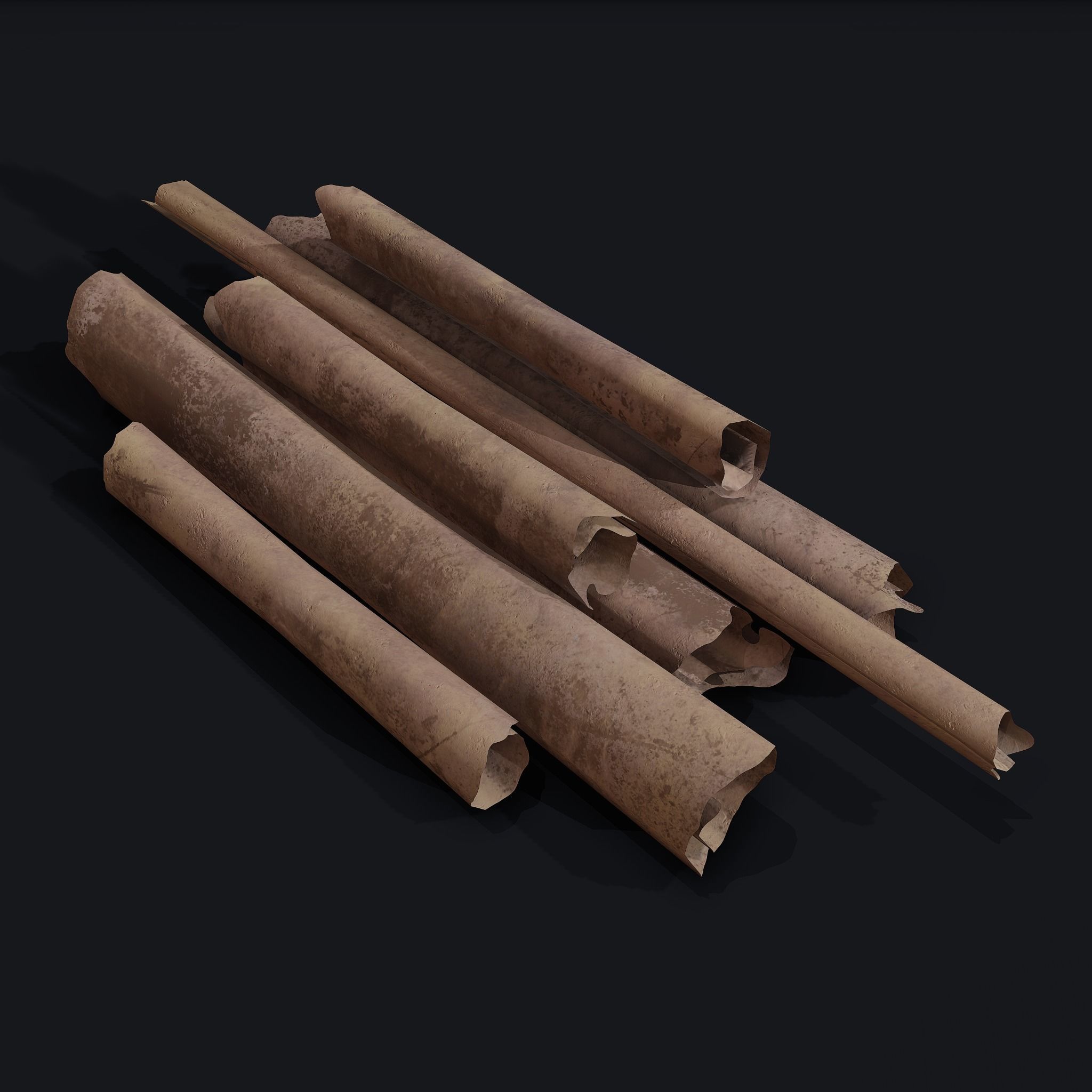 Scrolls Pile Low-poly 3D model_3