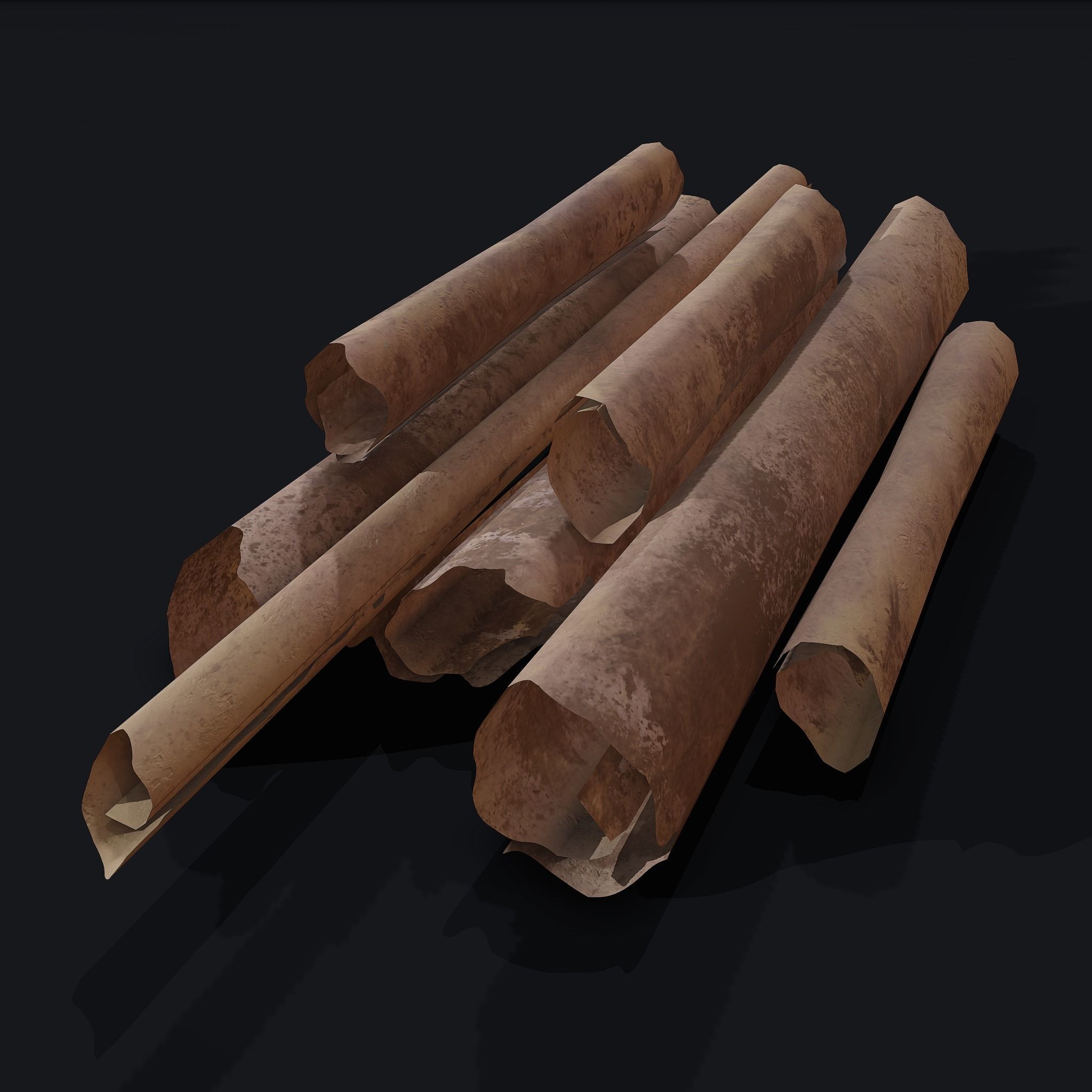 Scrolls Pile Low-poly 3D model_14