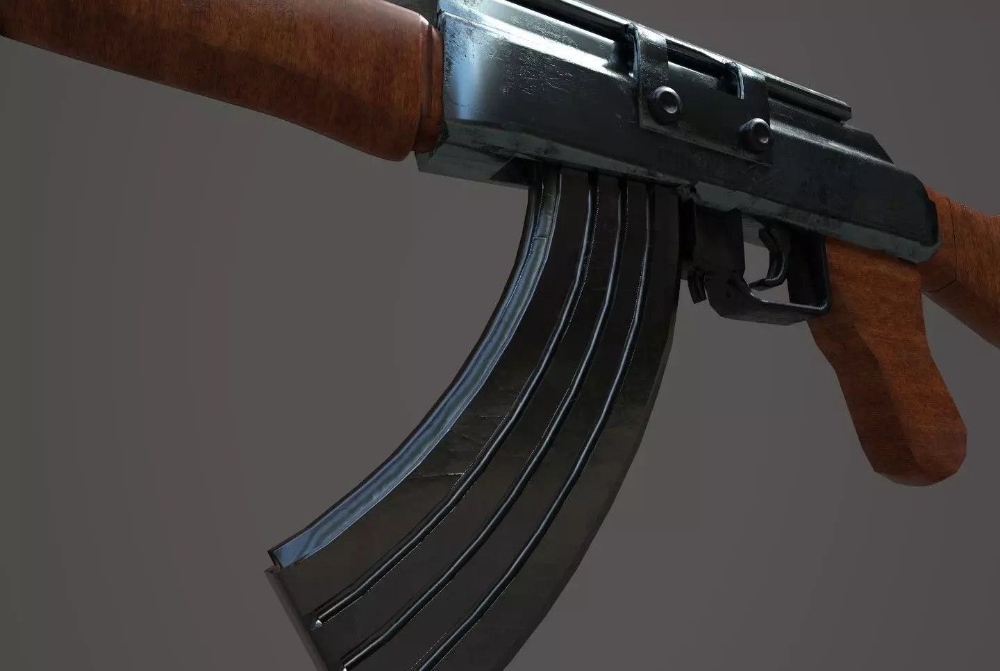 AKM-47 rifle Free low-poly 3D model