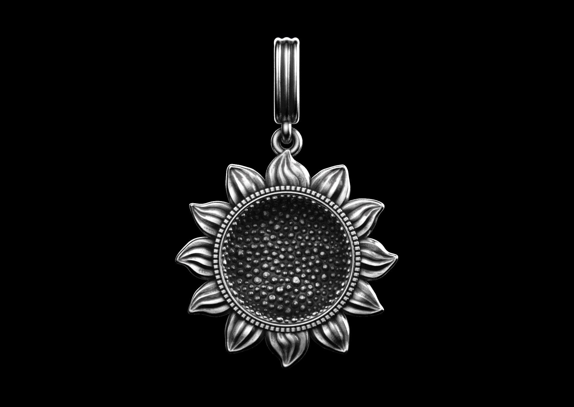 Sun Face Flower Pendant 3D print model_5