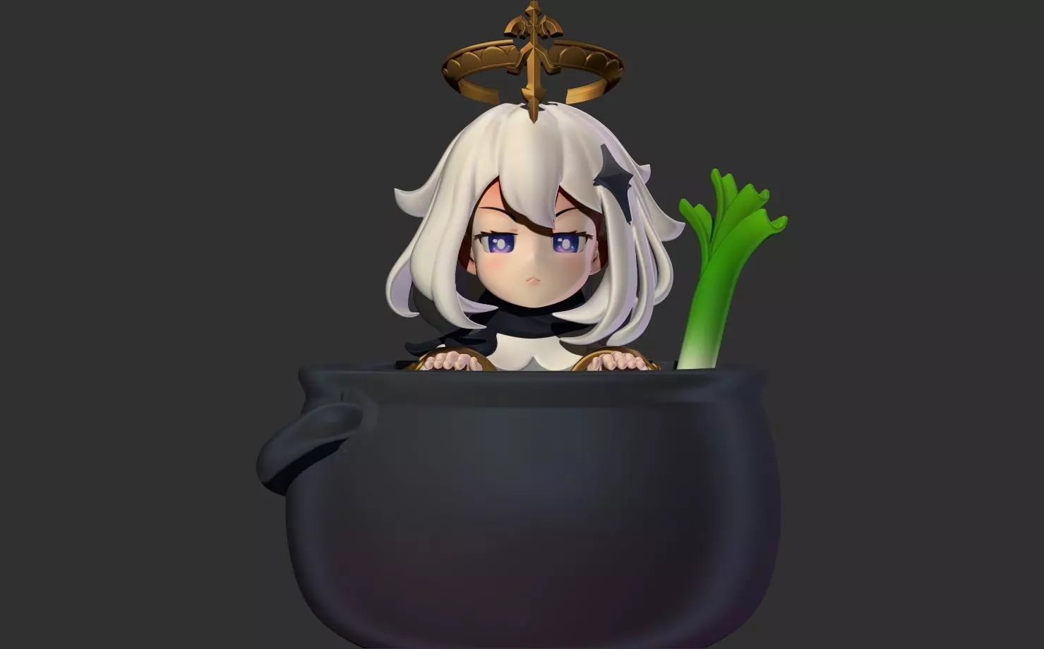 Paimon in the pot - Genshin Impact Fanart - Print ready 3D print model_0