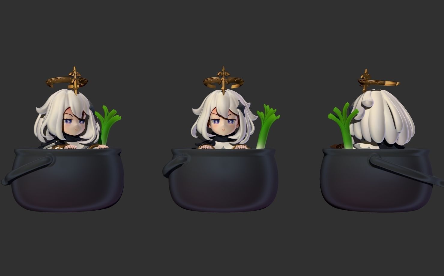 Paimon in the pot - Genshin Impact Fanart - Print ready 3D print model_1