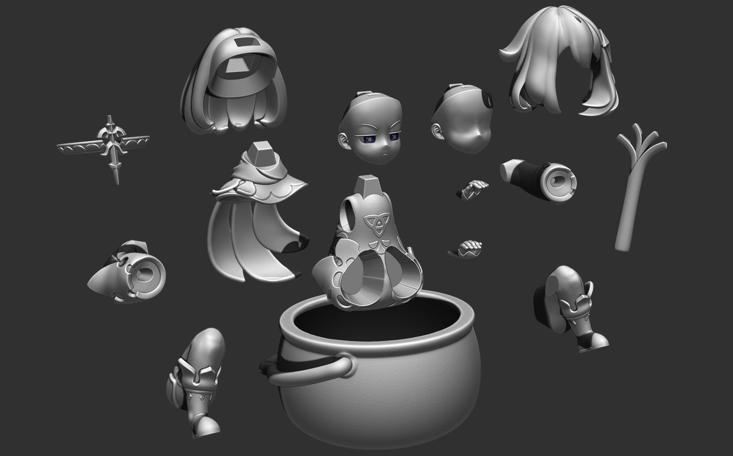 Paimon in the pot - Genshin Impact Fanart - Print ready 3D print model_6