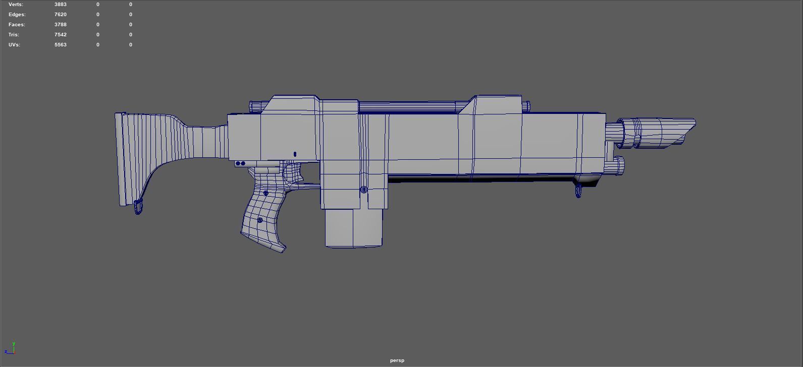 Lasgun gun Low-poly 3D model_6