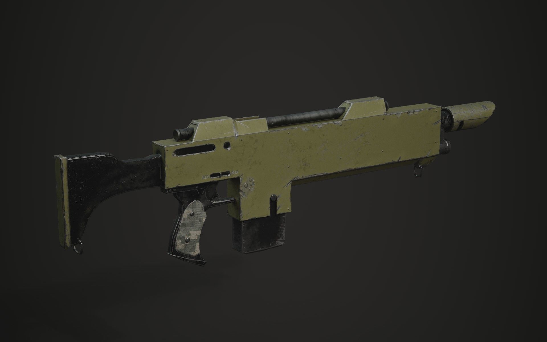 Lasgun gun Low-poly 3D model_10