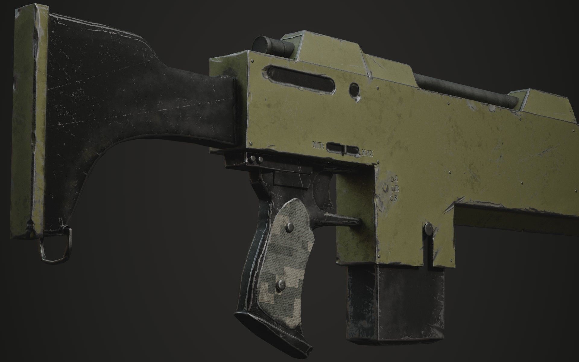 Lasgun gun Low-poly 3D model_13