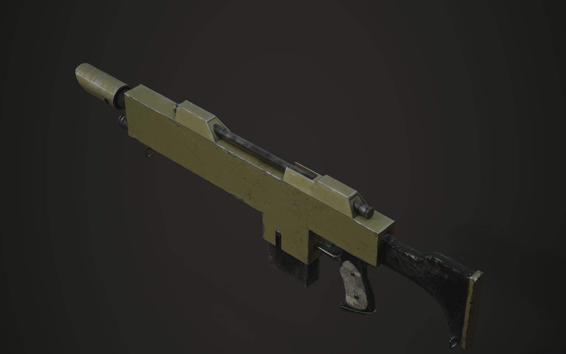 Lasgun gun Low-poly 3D model_3