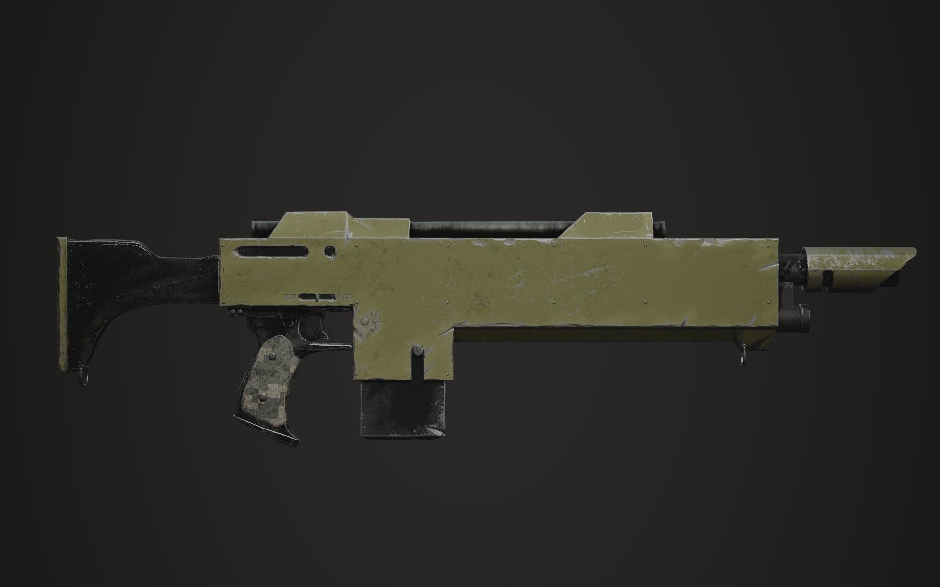 Lasgun gun Low-poly 3D model_2