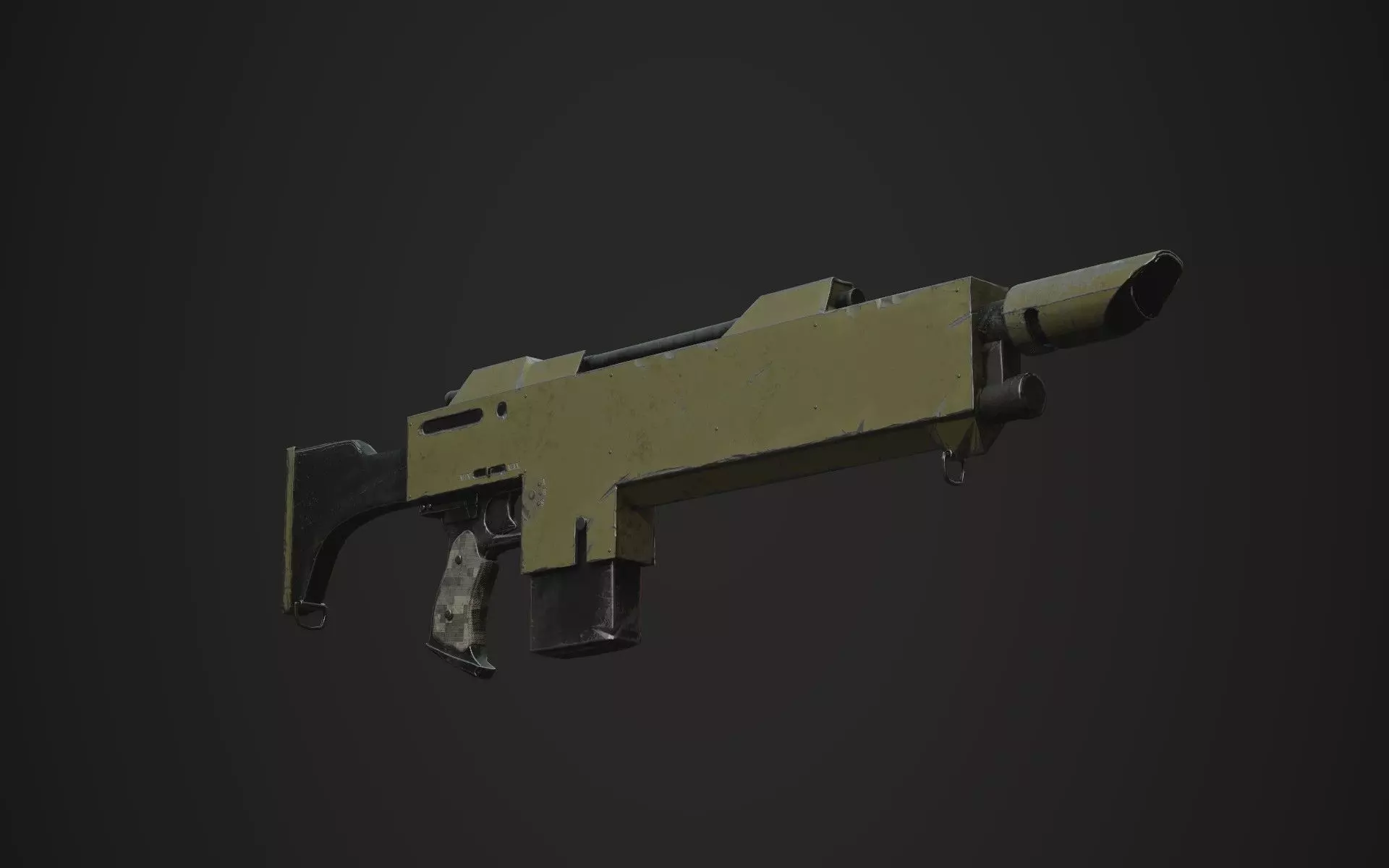 Lasgun gun Low-poly 3D model_0