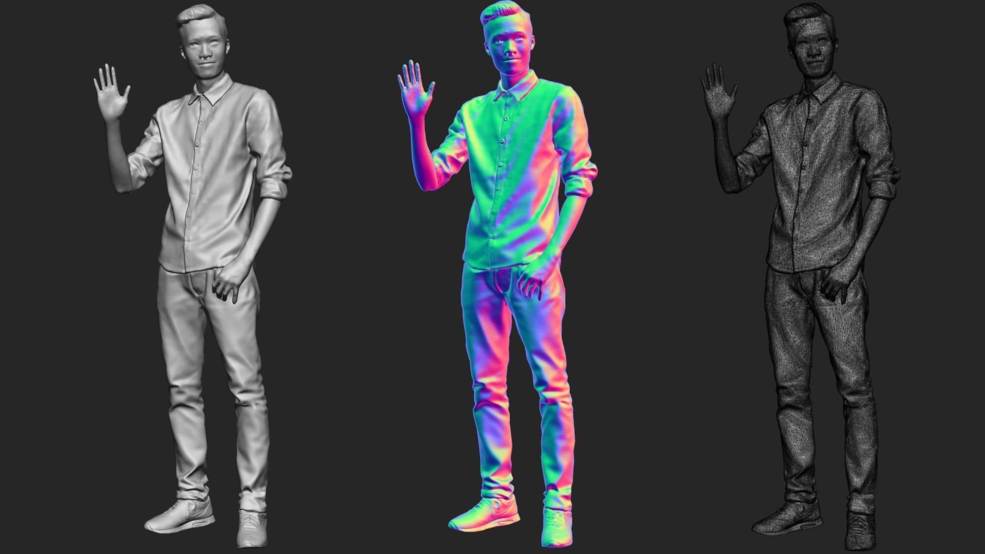 A Handsome Man Saying Hi 3D model_7