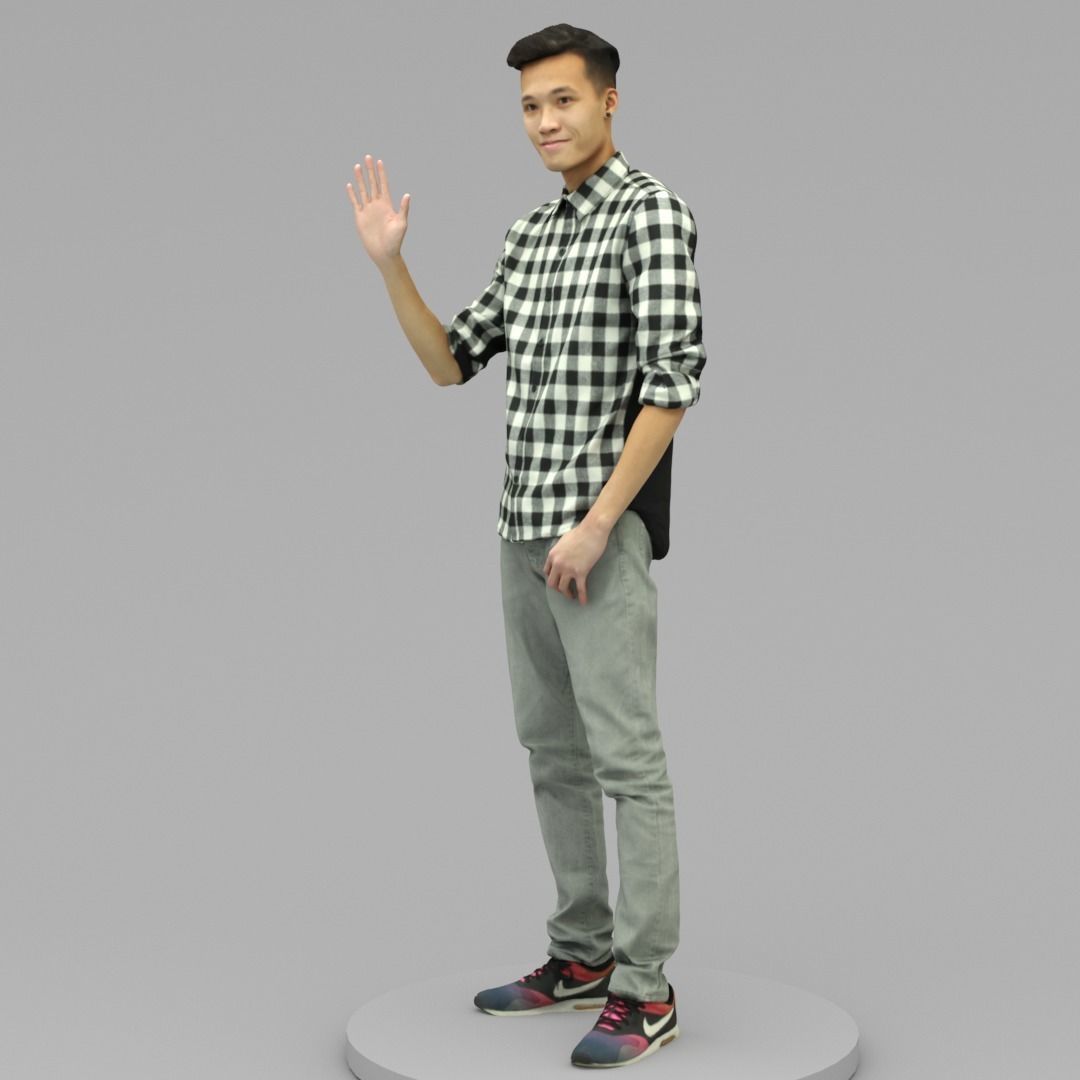 A Handsome Man Saying Hi 3D model_2