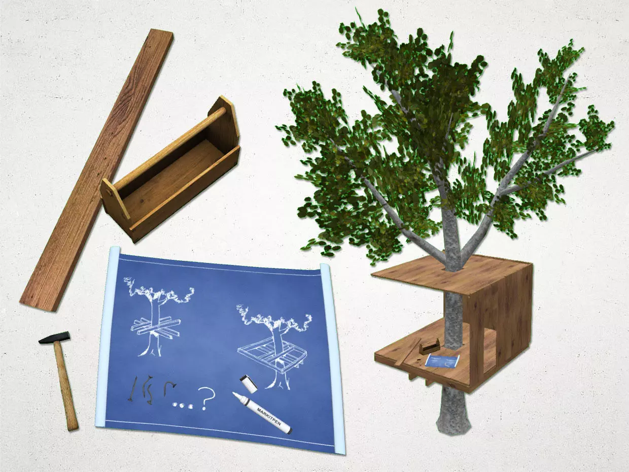 Treehouse Low-poly 3D model_0