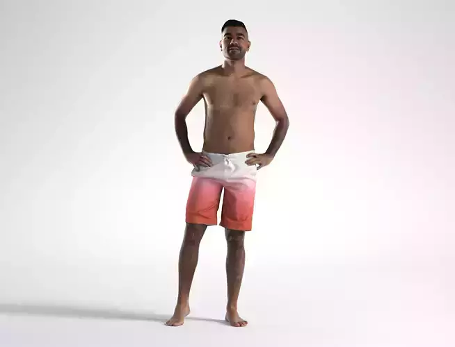 Man Swimwear Standing Low poly Inder 1240 3D model