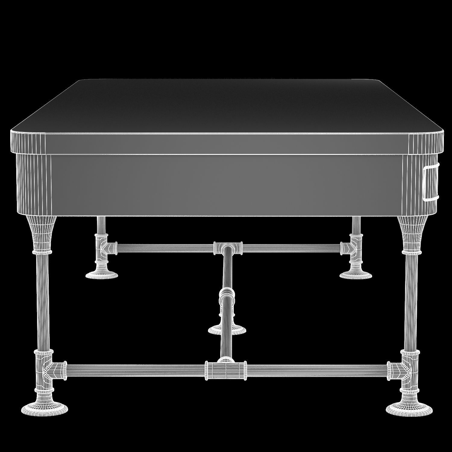 The Post Rustic Iron 2-Drawer Mango Wood Coffee Table 3D model_7