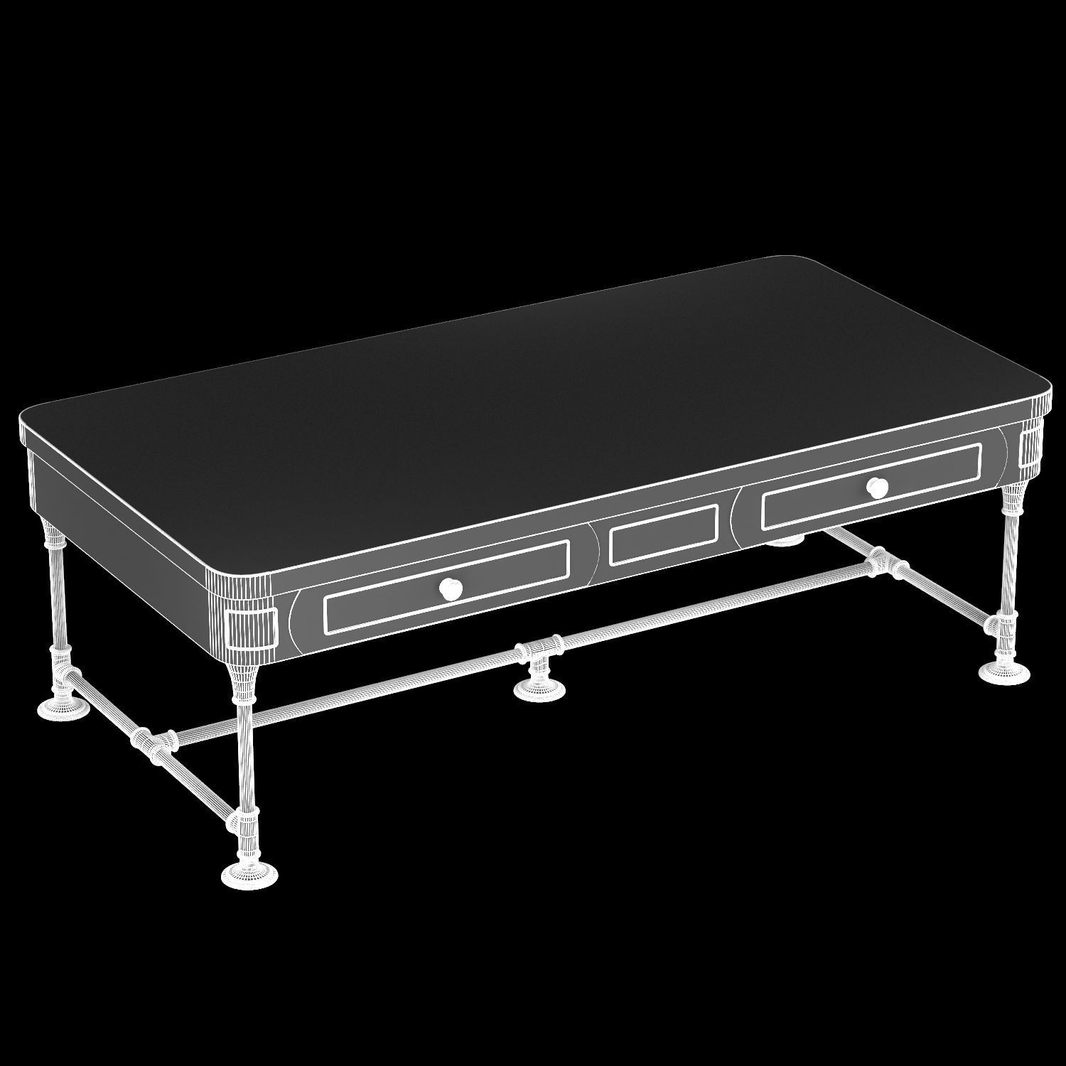 The Post Rustic Iron 2-Drawer Mango Wood Coffee Table 3D model_6