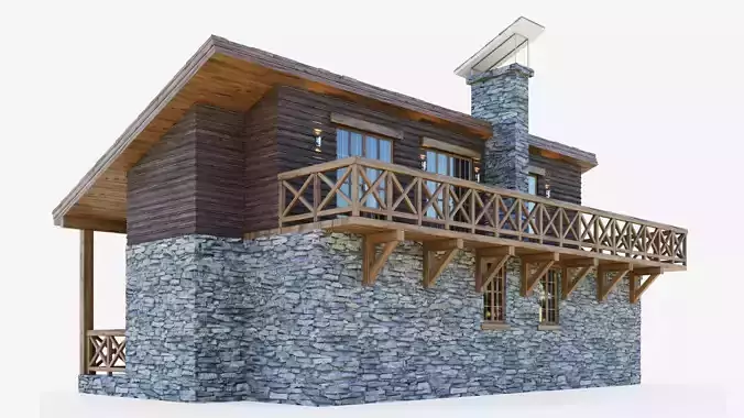 Container cottage in the style of a Swiss chalet