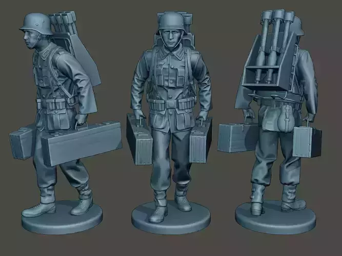 German soldier ww2 carrying rockets G4 3D print model