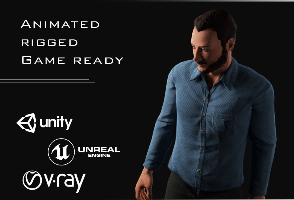 Male Character - James Low-poly 3D model_1