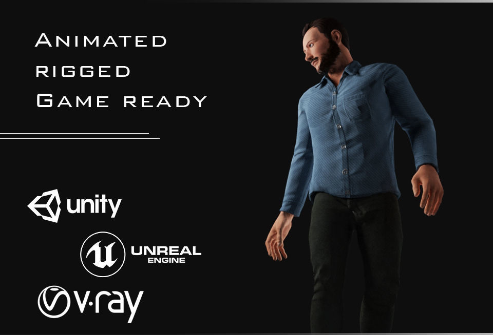 Male Character - James Low-poly 3D model_3