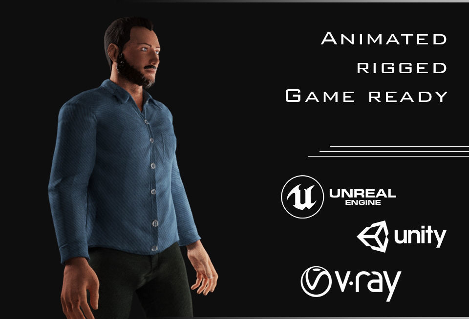 Male Character - James Low-poly 3D model_4