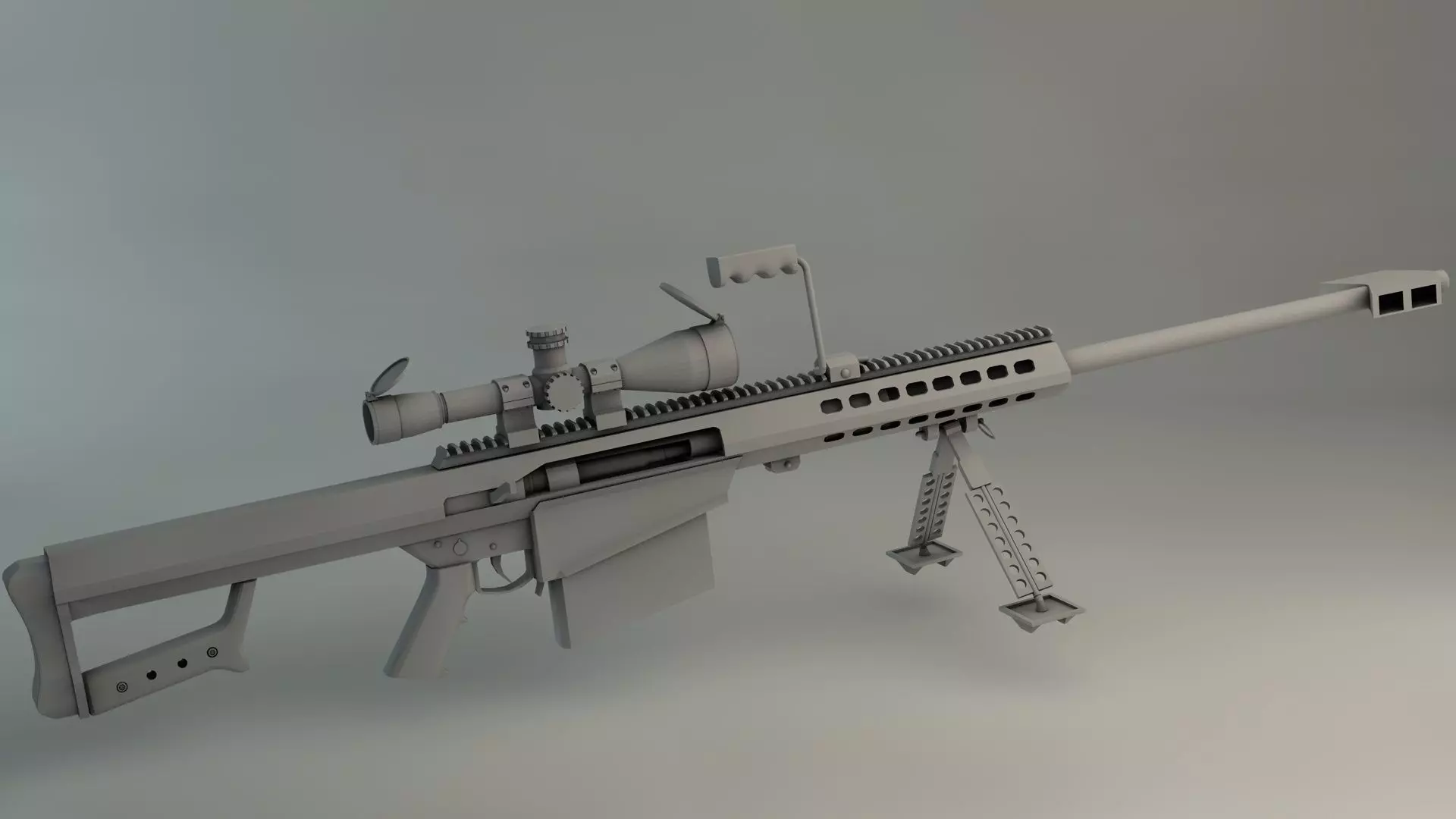 Barrett 3D Model sniper rifle Low-poly 3D model_0